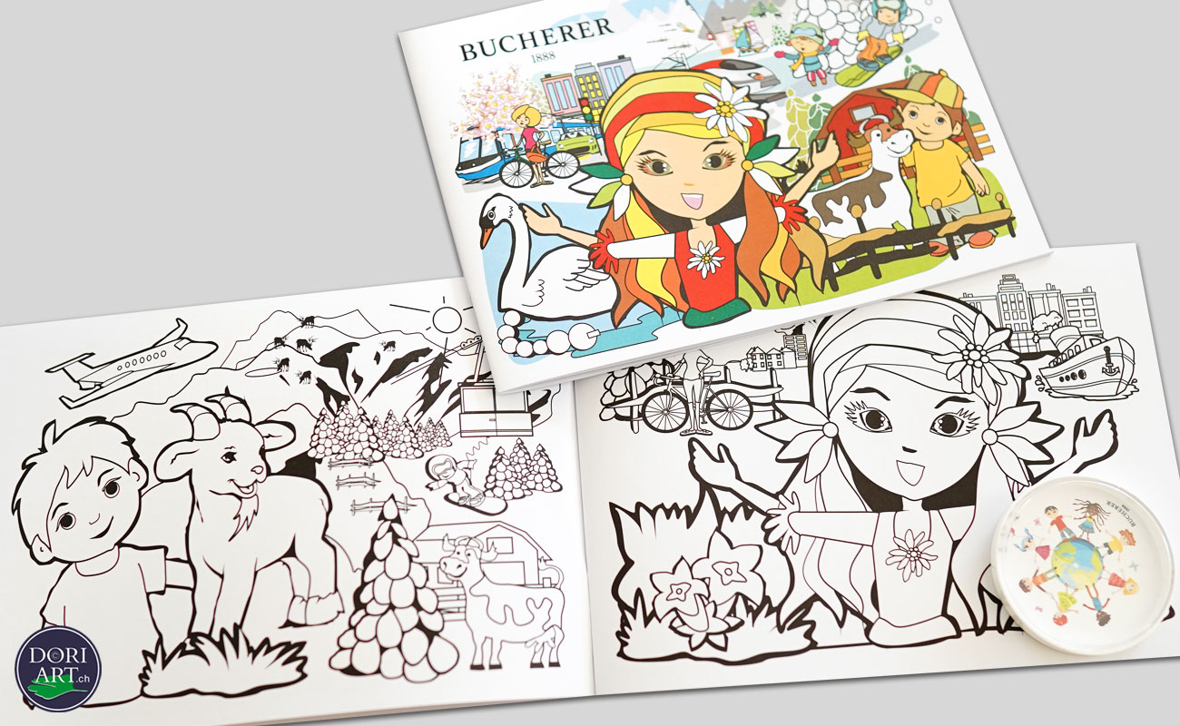 Malbuch Bucherer 1888: Die Bucherer AG ist ein Schweizer Konzern der Uhren- und Schmuckbranche mit Sitz in Luzern. Bucherer ist der grösste Uhren- und Schmuckhändler weltweit gestaltet von Doris Zgraggen Zurfluh.