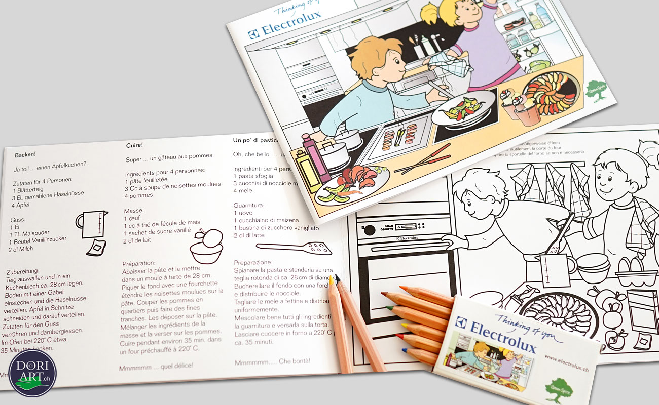 Malbuch Electrolux: Electrolux AB ist ein schwedischer Konzern im Bereich der Küchengeräte für Haushalt und Gewerbe gestaltet von Doris Zgraggen Zurfluh.