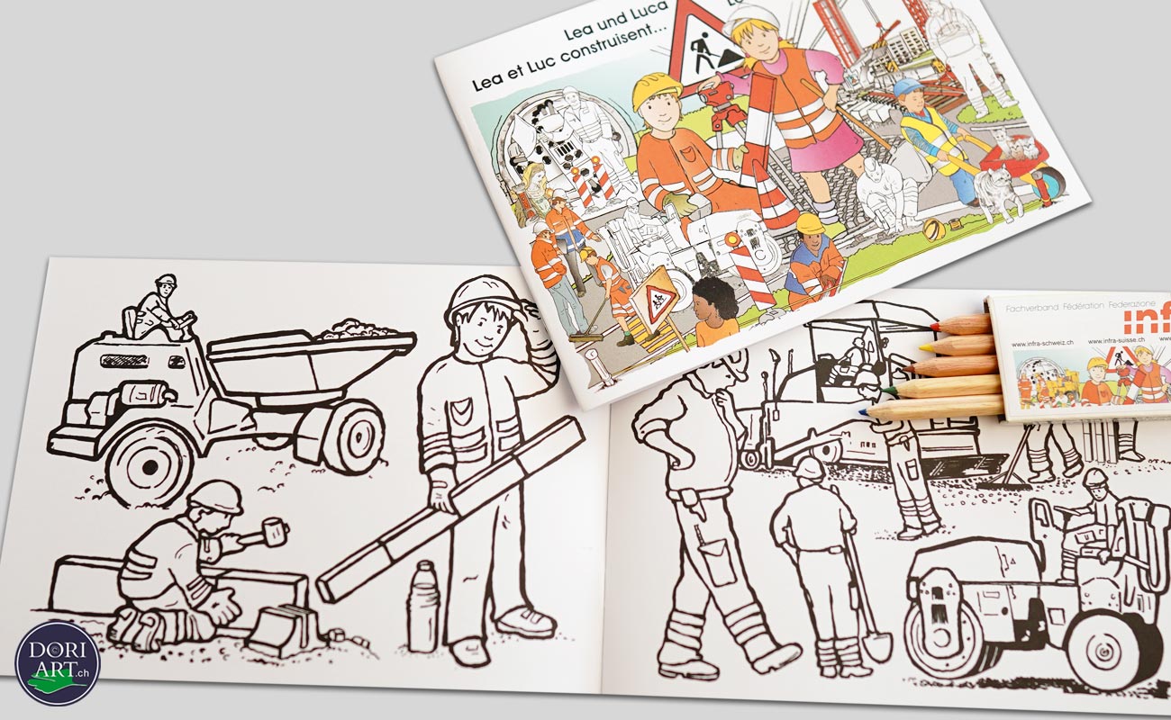 Malbuch Lea und Luca gestaltet von Doris Zgraggen Zurfluh.